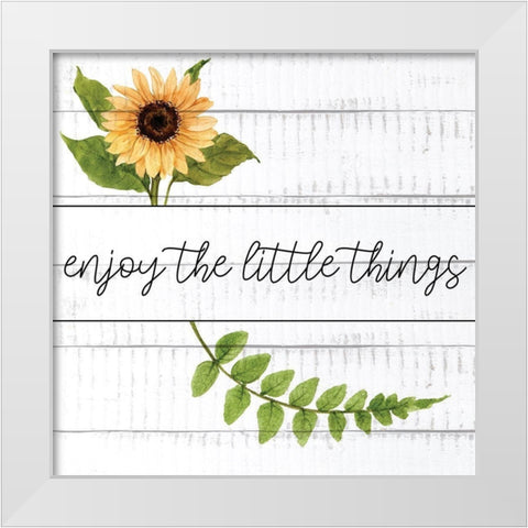 Enjoy The Little Things Sunflowers White Modern Wood Framed Art Print by Allen, Kimberly