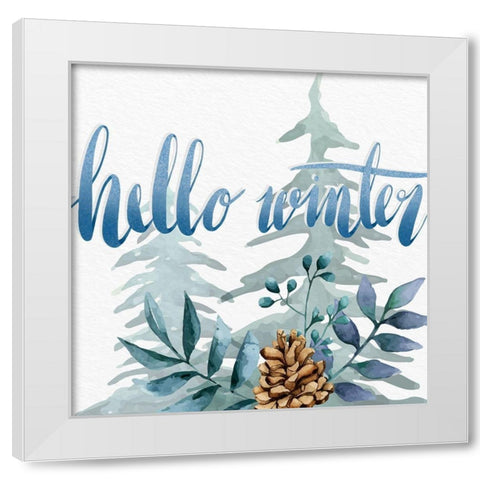 Hello Winter White Modern Wood Framed Art Print by Allen, Kimberly