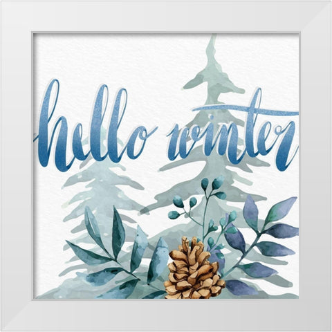 Hello Winter White Modern Wood Framed Art Print by Allen, Kimberly