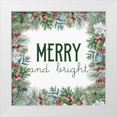 Merry and Bright White Modern Wood Framed Art Print by Allen, Kimberly