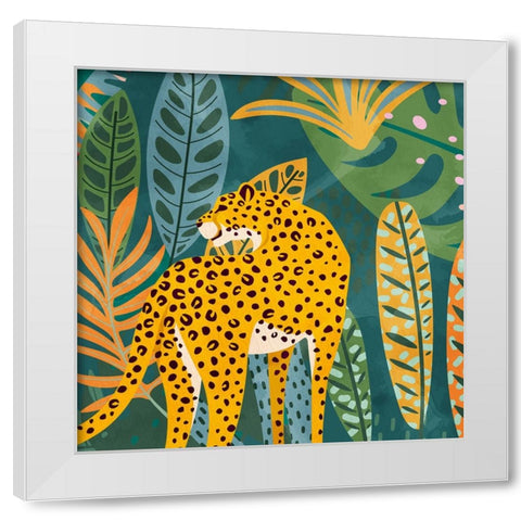 Palm Leopard 1 White Modern Wood Framed Art Print by Allen, Kimberly
