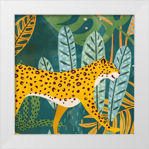 Palm Leopard 2 White Modern Wood Framed Art Print by Allen, Kimberly