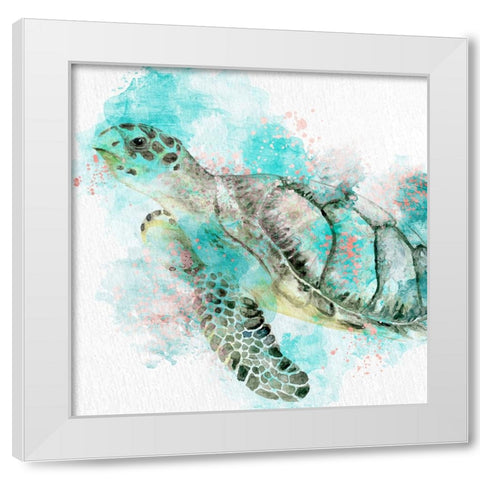Turtle Swim White Modern Wood Framed Art Print by Allen, Kimberly