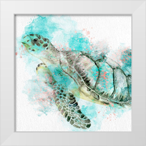 Turtle Swim White Modern Wood Framed Art Print by Allen, Kimberly