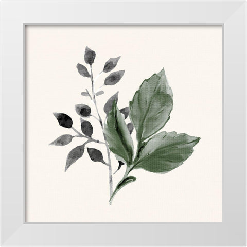 Painted Leaves 1 White Modern Wood Framed Art Print by Allen, Kimberly