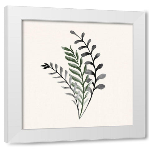 Painted Leaves 2 White Modern Wood Framed Art Print by Allen, Kimberly