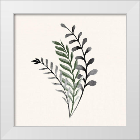 Painted Leaves 2 White Modern Wood Framed Art Print by Allen, Kimberly
