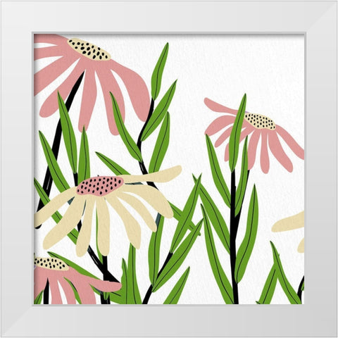 Daisies 1 White Modern Wood Framed Art Print by Allen, Kimberly