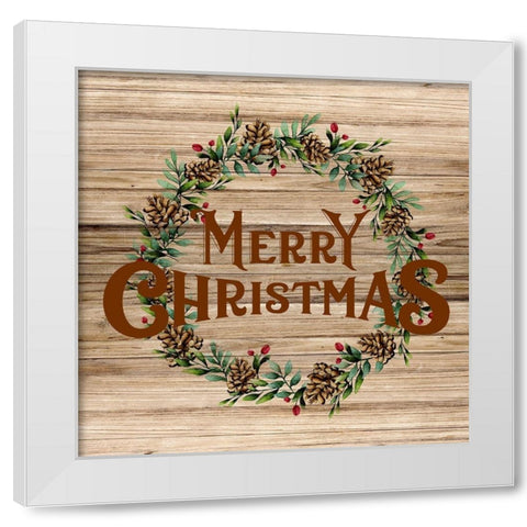 Merry Christmas Wreath White Modern Wood Framed Art Print by Allen, Kimberly