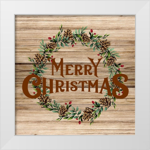 Merry Christmas Wreath White Modern Wood Framed Art Print by Allen, Kimberly