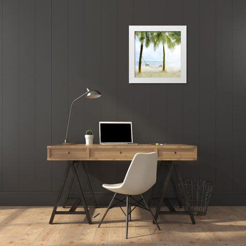 Nap On The Beach White Modern Wood Framed Art Print by Allen, Kimberly