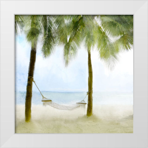 Nap On The Beach White Modern Wood Framed Art Print by Allen, Kimberly
