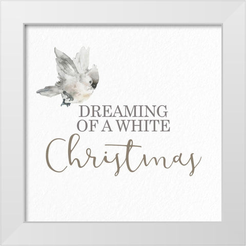 Dreaming Of A White Christmas Bird White Modern Wood Framed Art Print by Allen, Kimberly