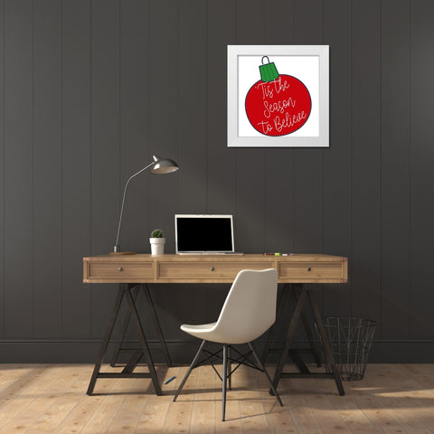 Tis The Season To Believe White Modern Wood Framed Art Print by Allen, Kimberly