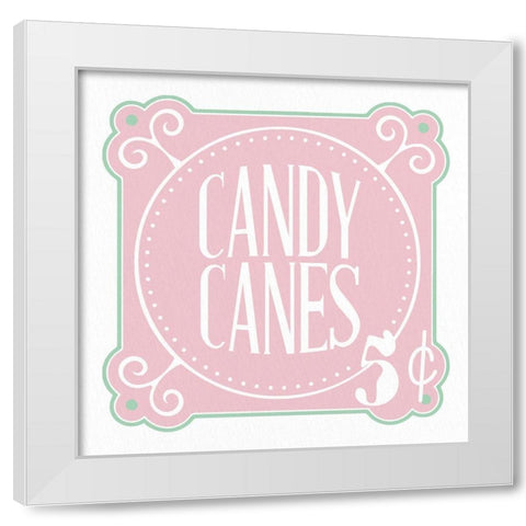 Candy Canes 5 Cents White Modern Wood Framed Art Print by Allen, Kimberly
