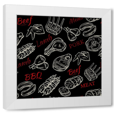 BBQ Pattern White Modern Wood Framed Art Print by Allen, Kimberly