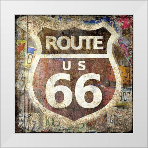 Route 66 White Modern Wood Framed Art Print by Allen, Kimberly