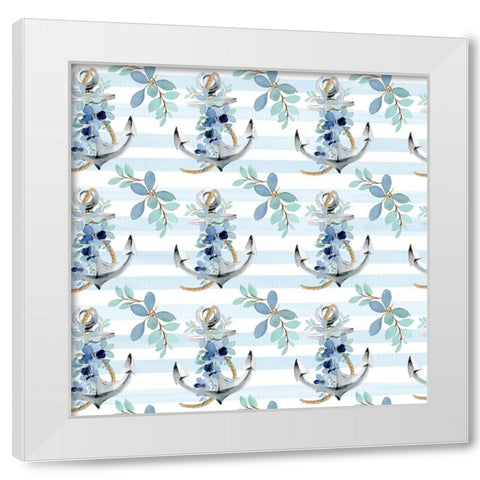 Floral Anchor Pattern White Modern Wood Framed Art Print by Allen, Kimberly