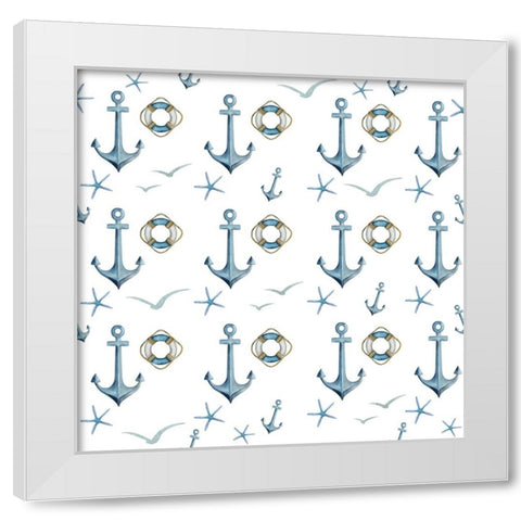Anchor Home Pattern White Modern Wood Framed Art Print by Allen, Kimberly