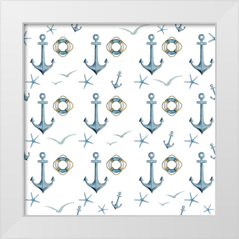 Anchor Home Pattern White Modern Wood Framed Art Print by Allen, Kimberly