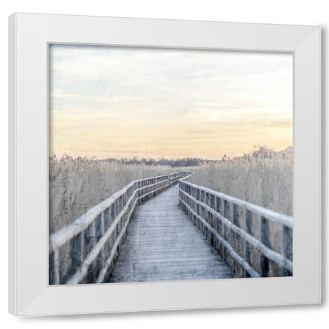 Wooden Pier White Modern Wood Framed Art Print by Allen, Kimberly