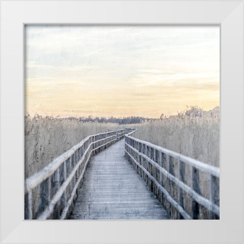 Wooden Pier White Modern Wood Framed Art Print by Allen, Kimberly