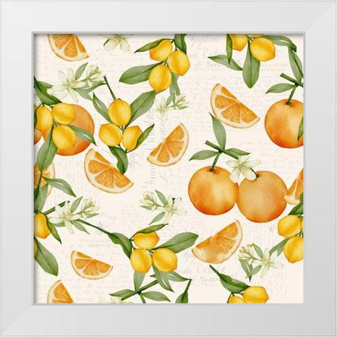 Citrus Fruit Pattern White Modern Wood Framed Art Print by Allen, Kimberly