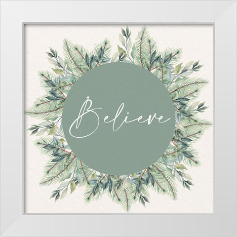 Christmas Greens 4 White Modern Wood Framed Art Print by Allen, Kimberly