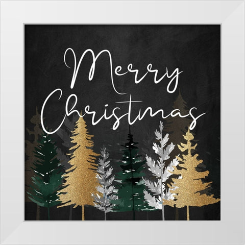 Merry Christmas Pines White Modern Wood Framed Art Print by Allen, Kimberly