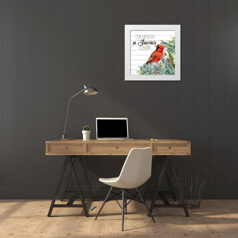 A Saviour White Modern Wood Framed Art Print by Allen, Kimberly