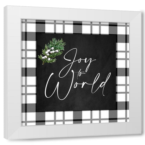 Joy To The World Plaid White Modern Wood Framed Art Print by Allen, Kimberly