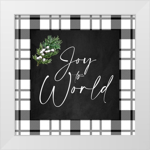 Joy To The World Plaid White Modern Wood Framed Art Print by Allen, Kimberly