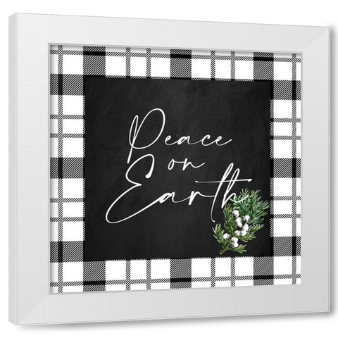 Peace On Earth Plaid White Modern Wood Framed Art Print by Allen, Kimberly