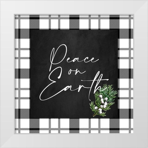 Peace On Earth Plaid White Modern Wood Framed Art Print by Allen, Kimberly
