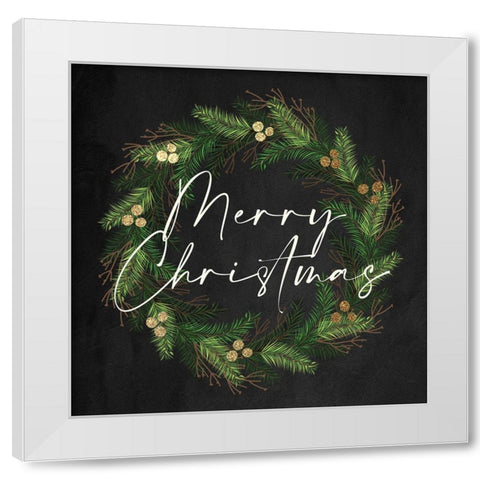 Merry Wreath White Modern Wood Framed Art Print by Allen, Kimberly