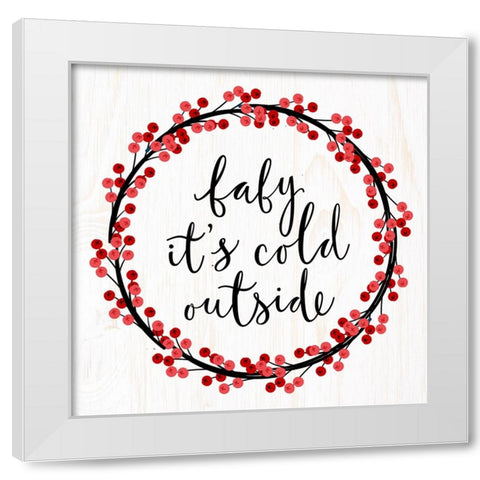 Red Berry Wreath White Modern Wood Framed Art Print by Allen, Kimberly