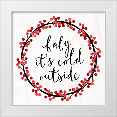 Red Berry Wreath White Modern Wood Framed Art Print by Allen, Kimberly