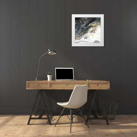 Gold Flecks Mood White Modern Wood Framed Art Print by Allen, Kimberly