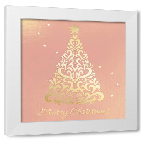 Merry Christmas Ornate Tree White Modern Wood Framed Art Print by Allen, Kimberly
