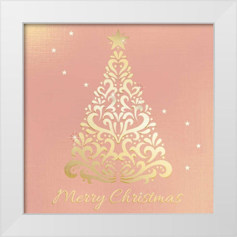 Merry Christmas Ornate Tree White Modern Wood Framed Art Print by Allen, Kimberly