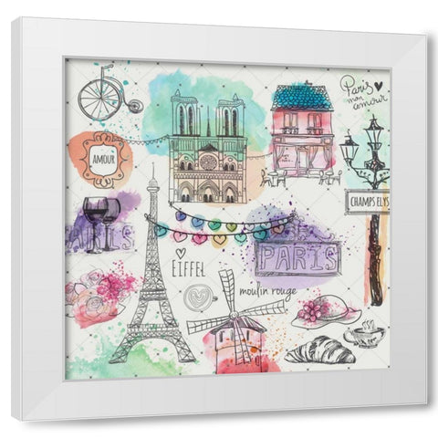 A Day In Paris White Modern Wood Framed Art Print by Allen, Kimberly