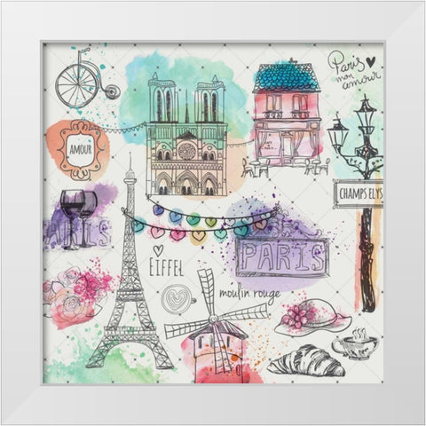 A Day In Paris White Modern Wood Framed Art Print by Allen, Kimberly