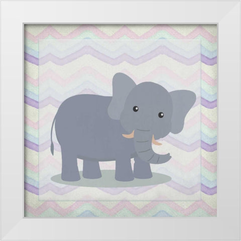 Pink Elephant Time White Modern Wood Framed Art Print by Allen, Kimberly