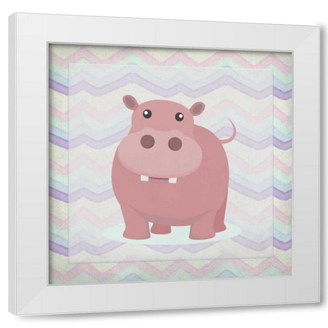 Pink Hippo Time White Modern Wood Framed Art Print by Allen, Kimberly
