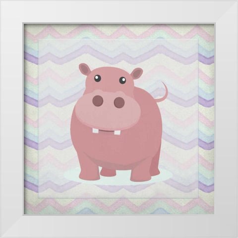 Pink Hippo Time White Modern Wood Framed Art Print by Allen, Kimberly