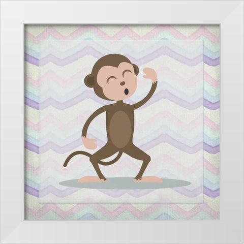 Pink Monkey Time White Modern Wood Framed Art Print by Allen, Kimberly