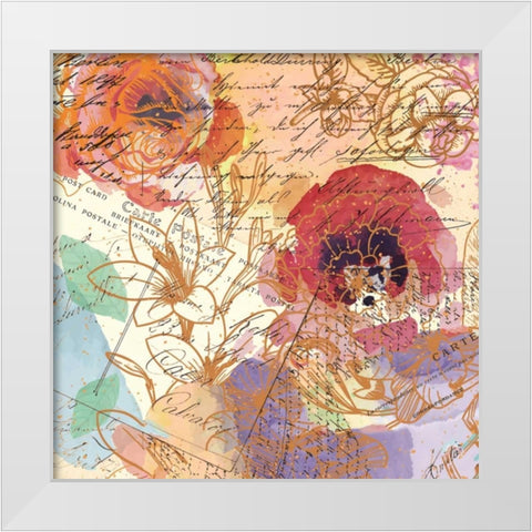 Postage Rose 1 White Modern Wood Framed Art Print by Allen, Kimberly