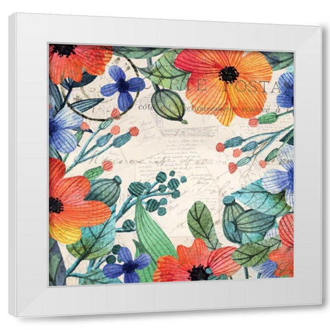 Spring Carte Postale 1 White Modern Wood Framed Art Print by Allen, Kimberly