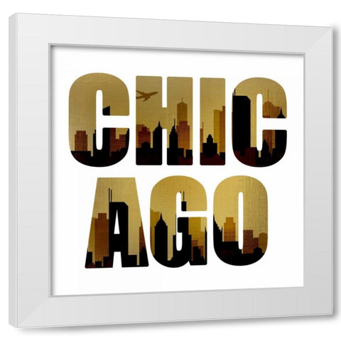 Golden Chicago Square White Modern Wood Framed Art Print by Allen, Kimberly