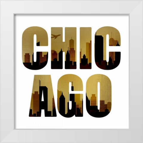 Golden Chicago Square White Modern Wood Framed Art Print by Allen, Kimberly